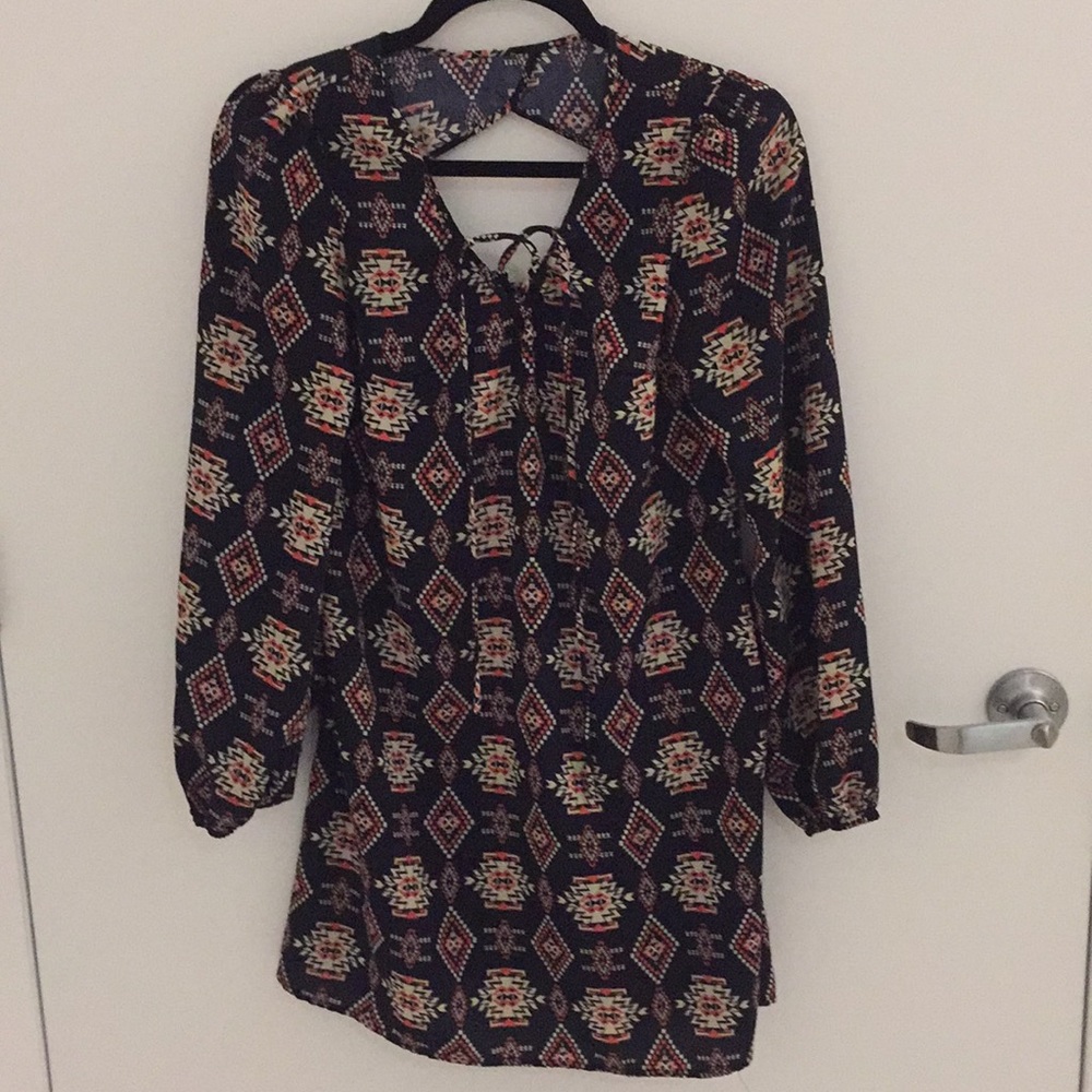 Tribal print long sleeve dress